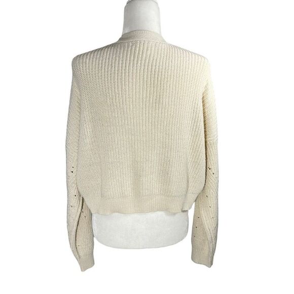 Line & Dot Scarlett Pointelle Cardigan Cream Sweater Women's Large - Picture 12 of 15